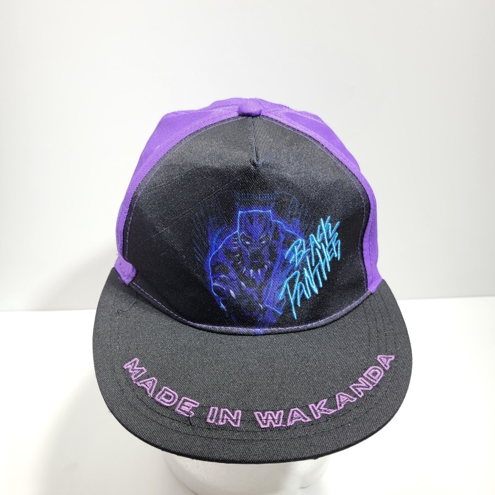 Marvel Hat Cap Snapback Purple Black Baseball Hiker Hiking Black Panther Mens